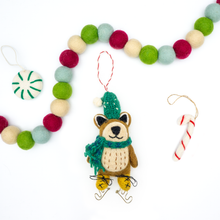 Load image into Gallery viewer, Brown Bear on Skates Eco Wool Ornament