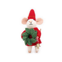 Load image into Gallery viewer, Jingle Elf Mouse Holiday Felt Wool Ornament
