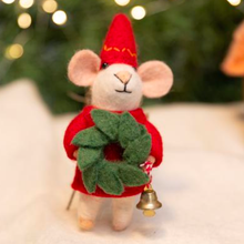 Load image into Gallery viewer, Jingle Elf Mouse Holiday Felt Wool Ornament