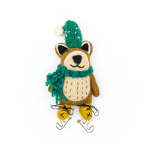 Load image into Gallery viewer, Brown Bear on Skates Eco Wool Ornament
