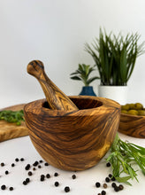 Load image into Gallery viewer, Classic Olive Wood Mortar &amp; Pestle
