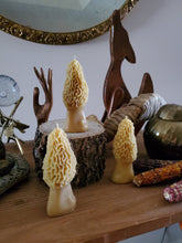 Load image into Gallery viewer, Large Morel Mushroom Beeswax Candle
