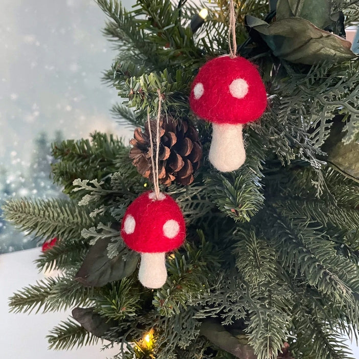 Red Toadstool Mushroom Wool Ornament