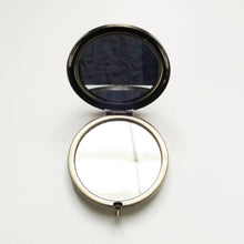 Load image into Gallery viewer, Fabric Covered Bronze Round Pocket Compact Mirror
