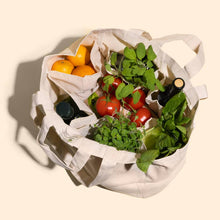 Load image into Gallery viewer, Reusable 4 Pocket Grocery Bag Tote
